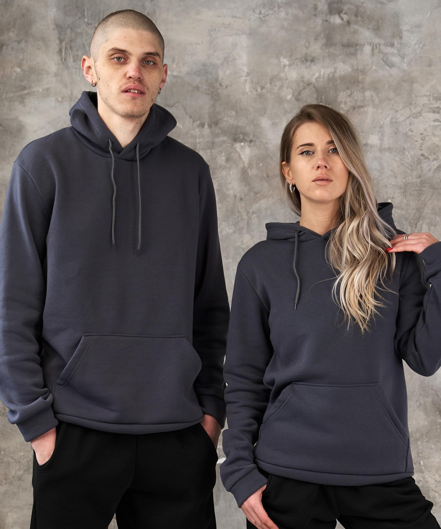 худі на флісі  кольору графіт