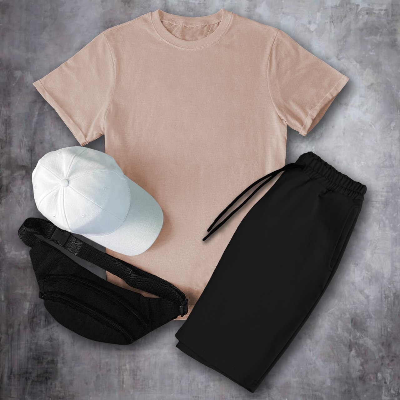 футболка+шорти комплект з кепкою та сумкою