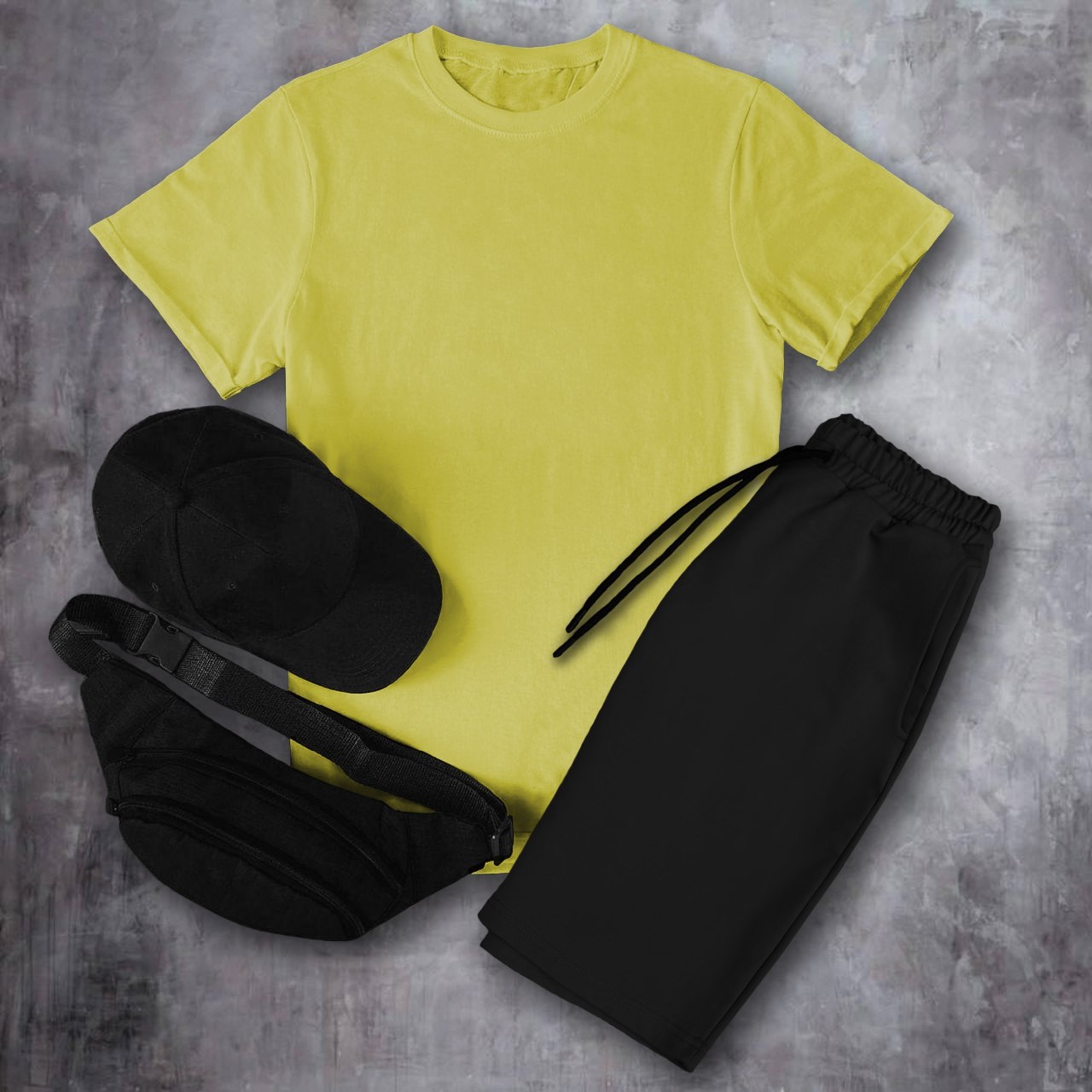 жовта футболка + чорні шорти + подарунки